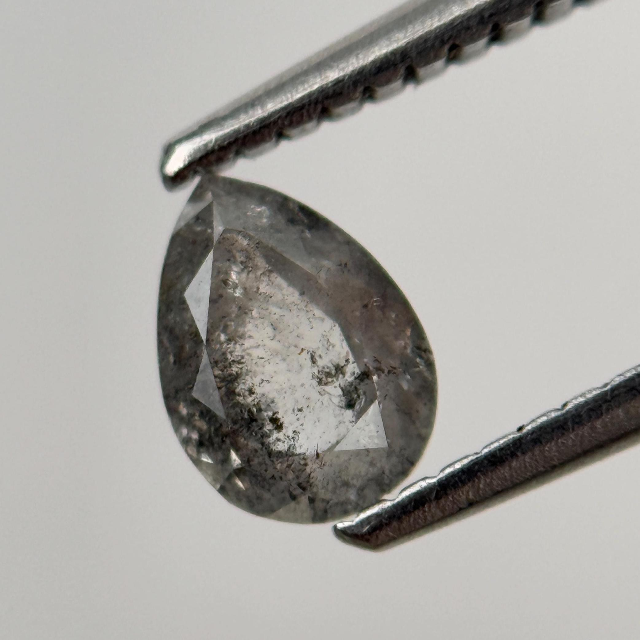 1.96 Ct Pear Rose Cut Grey Natural Unique Diamond