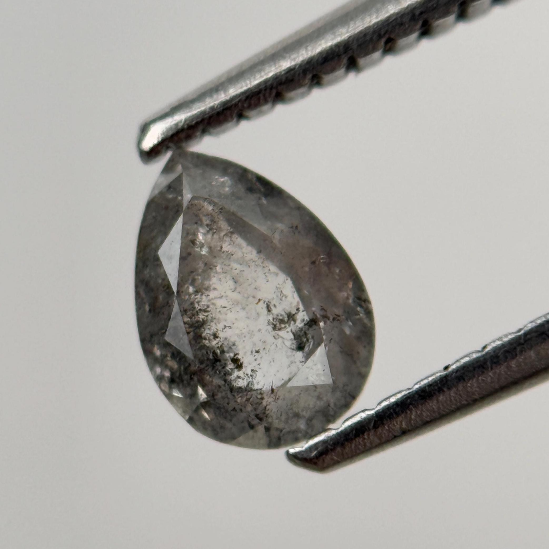 1.96 Ct Pear Rose Cut Grey Natural Unique Diamond
