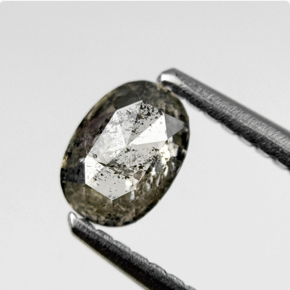 0.49 Ct Oval Rose Cut Grey Natural Minimal Diamond