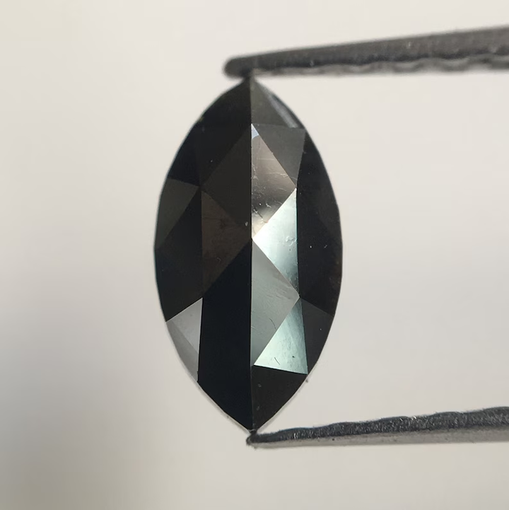 0.48 Ct Marquise Rose Cut, 8.10 MM Black Natural Loose Diamond