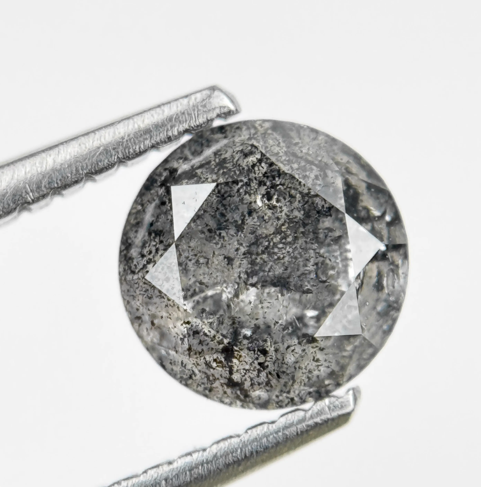 1.12 Ct Round Brilliant Cut Grey Natural Salt and Pepper Diamond