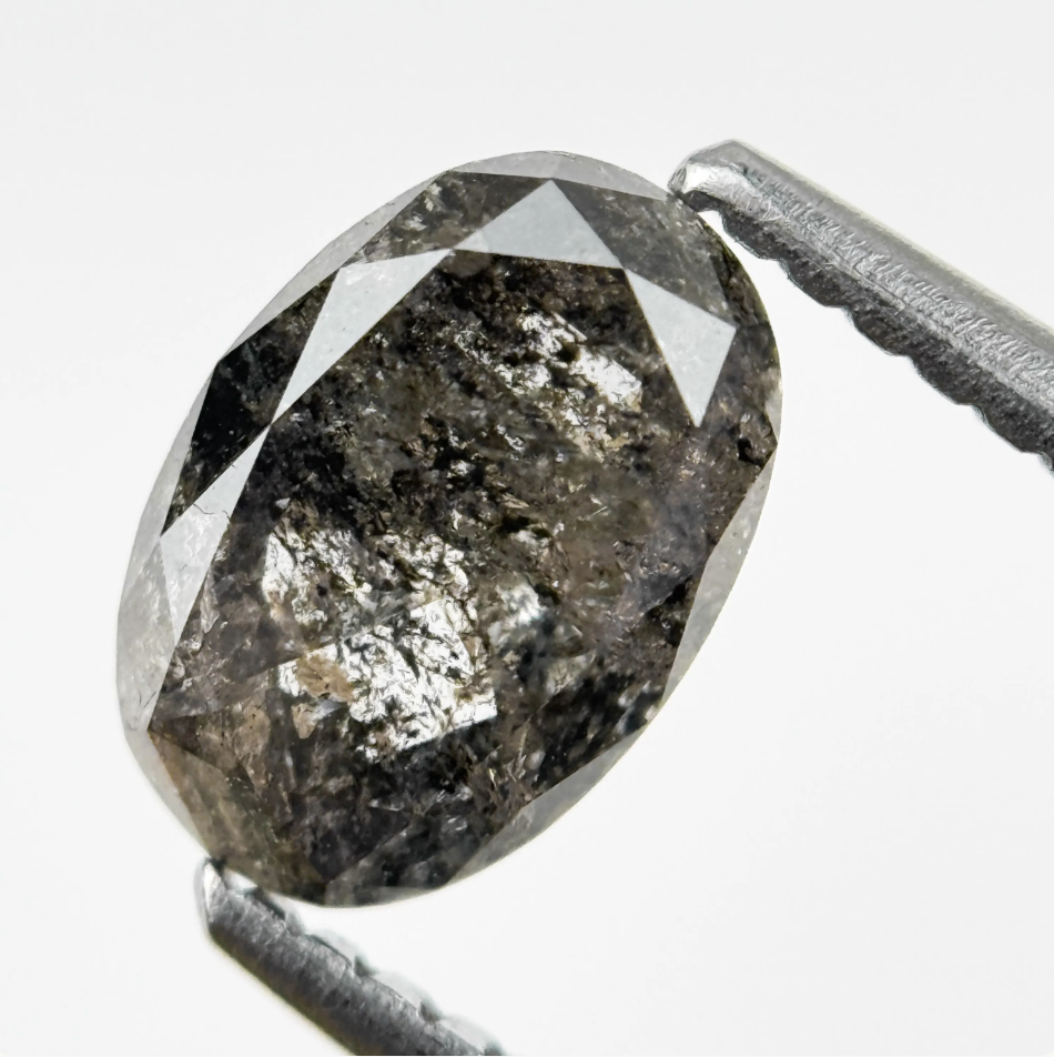 1.26 Ct Oval Rose Cut Grey Natural Fancy Diamond