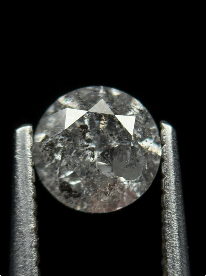 1.05 Ct Round Brilliant Cut Grey Natural Salt and Pepper Diamond