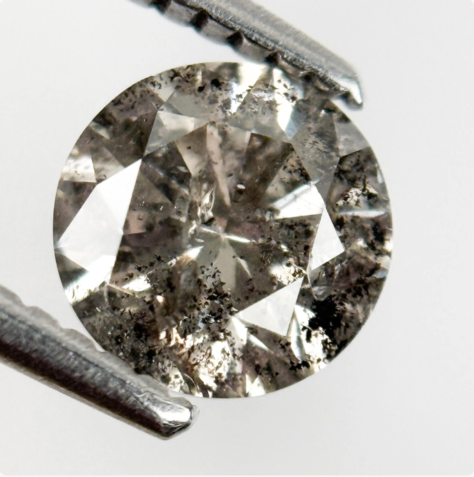 1.05 Ct Round Brilliant Cut Grey Natural Galaxy Diamond
