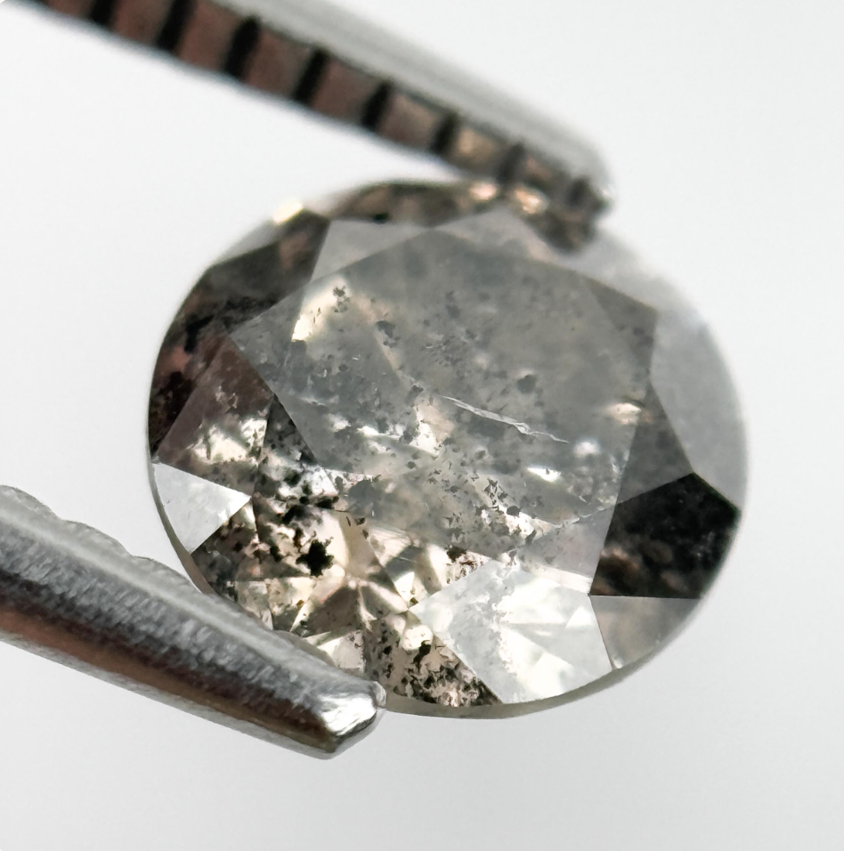 1.00 Ct Round Brilliant Cut Grey Natural Fancy Diamond