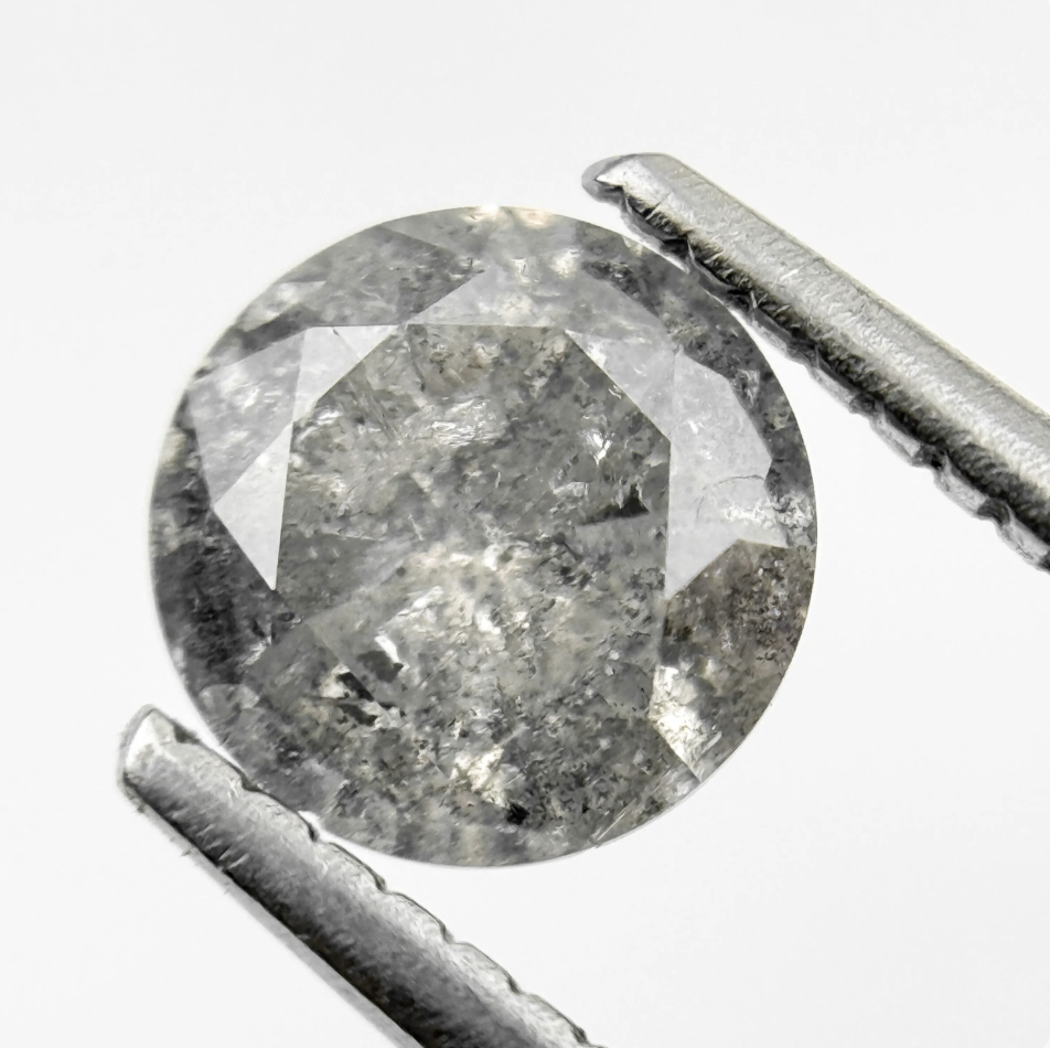 1.03 Ct Round Brilliant Cut Grey Natural Salt and Pepper Diamond