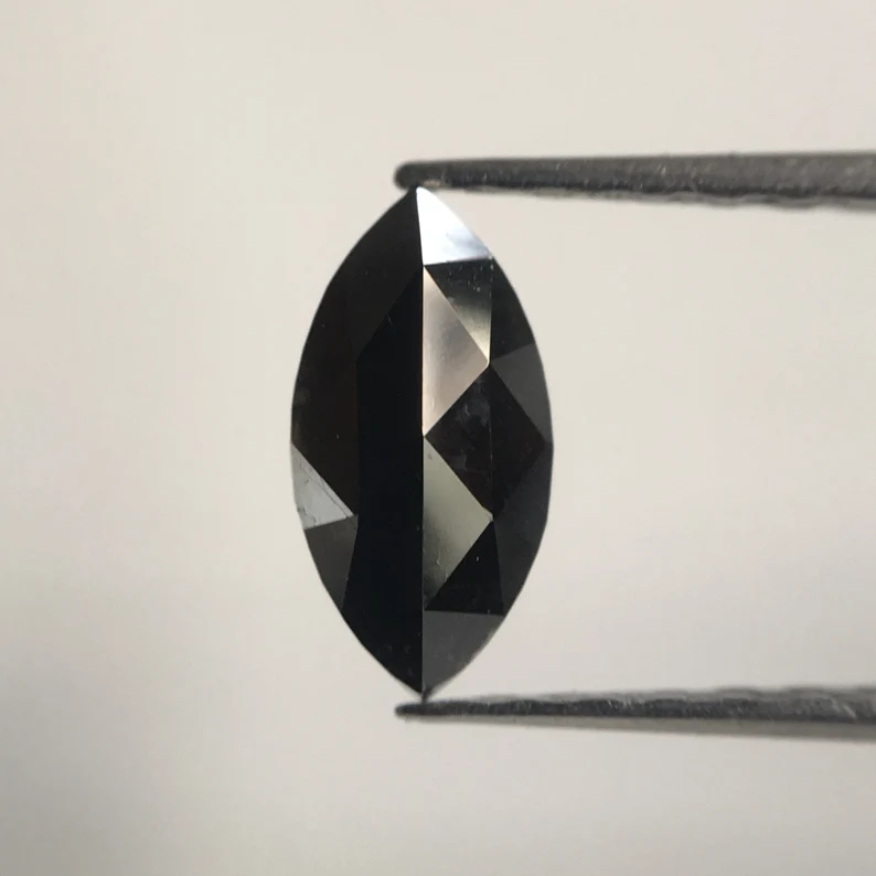 0.48 Ct Marquise Rose Cut, 8.10 MM Black Natural Loose Diamond