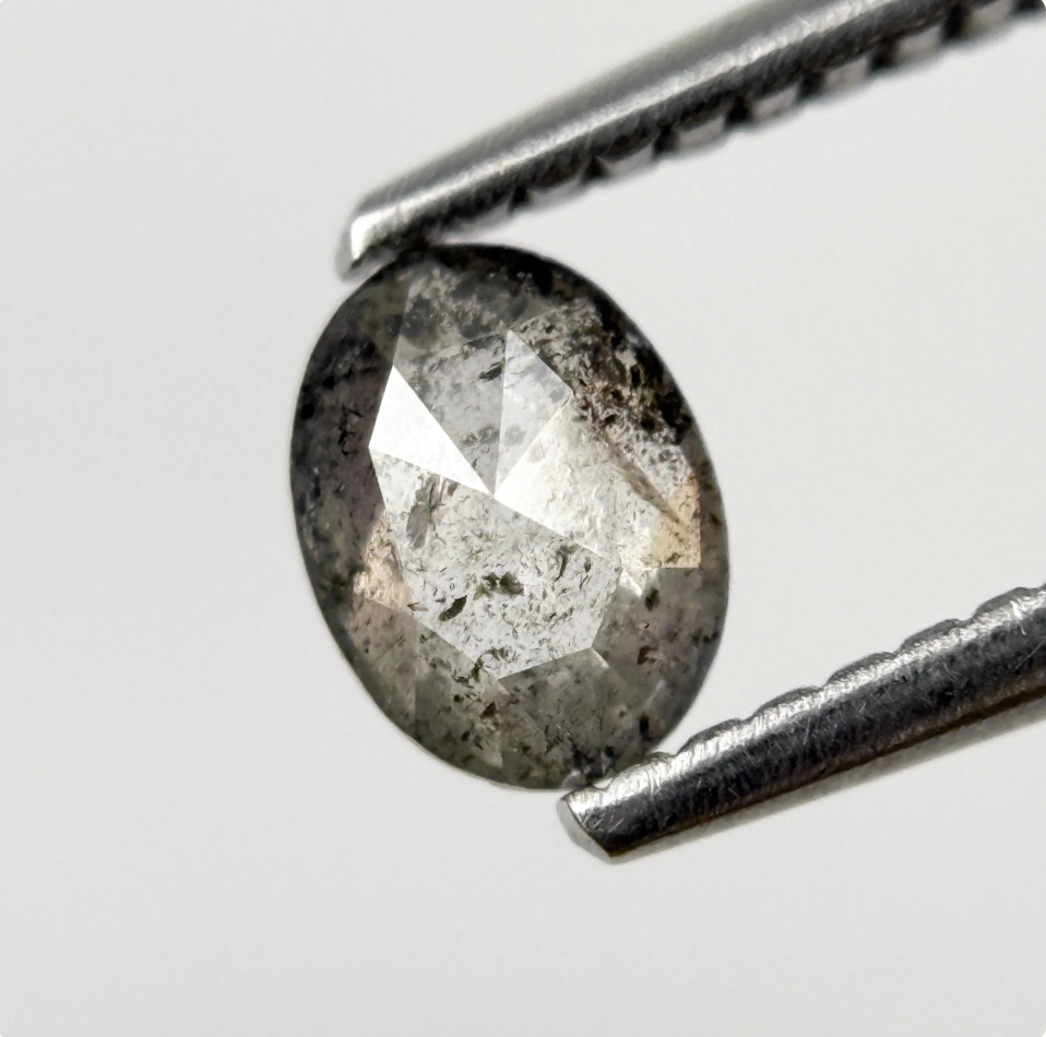 0.46 Ct Oval Rose Cut Grey Natural Minimalist Diamond