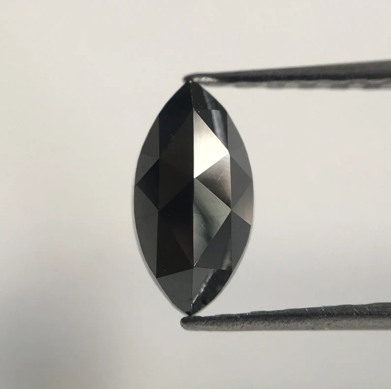 0.66 Ct Marquise Rose Cut, 8 MM Black Natural Loose Diamond