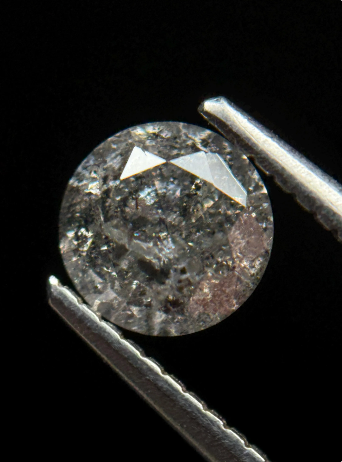 1.10 Ct Round Brilliant Cut Grey Natural Salt and Pepper Diamond
