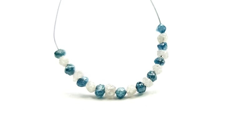 2.0-3.0 MM Beads Checker Blue & White Natural Loose Diamond