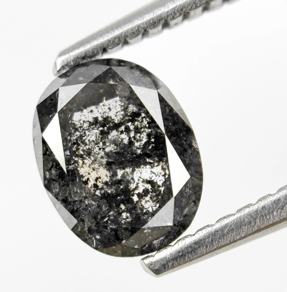 1.12 Ct Oval Rose Cut Grey Natural Galaxy Diamond