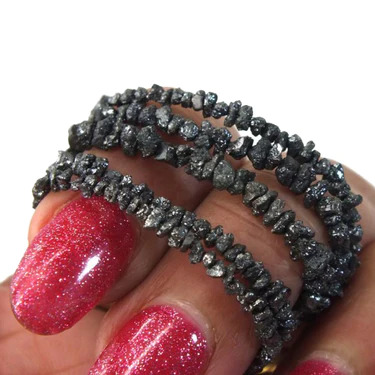 7 Inch Uncut Black Natural Loose Fancy Beads Diamond