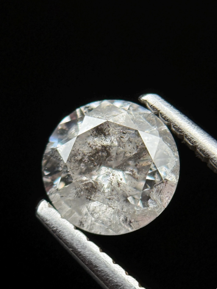 1.03 Ct Round Brilliant Cut Grey Natural Salt and Pepper Diamond