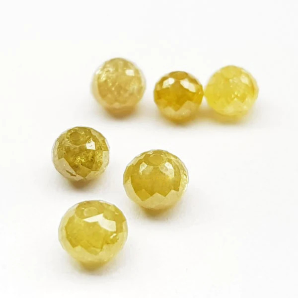 3 Ct Yellow Natural Diamond Beads Checker Loose Diamond