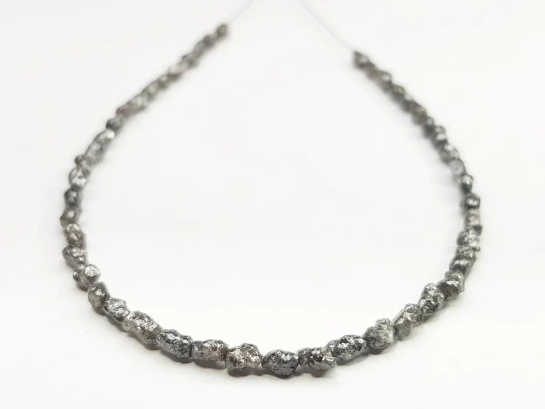 8.0 Ct Beads Checker Gray Natural Salt and Pepper Diamond