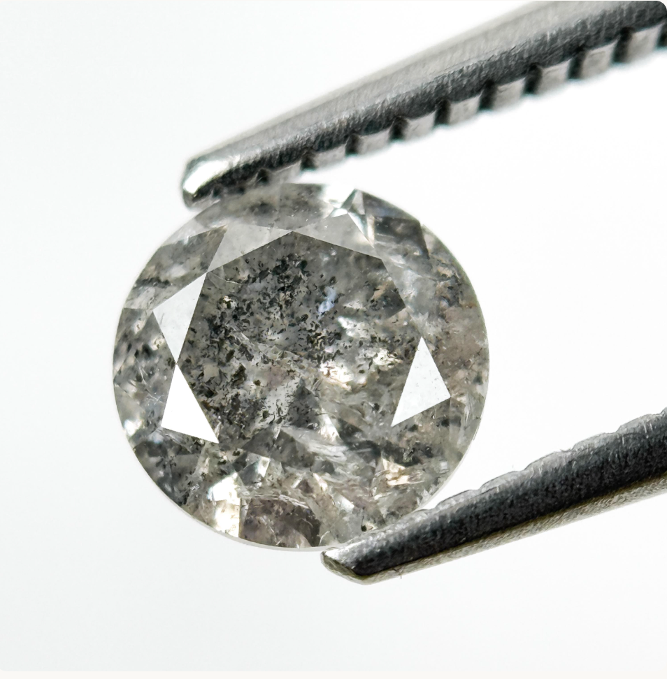 1.10 Ct Round Brilliant Cut Grey Natural Galaxy Diamond