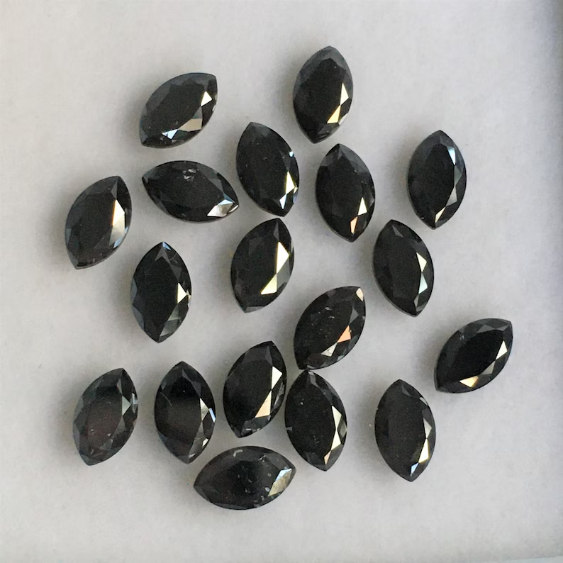 5 MM Marquise Rose Cut Black Natural Loose Diamond