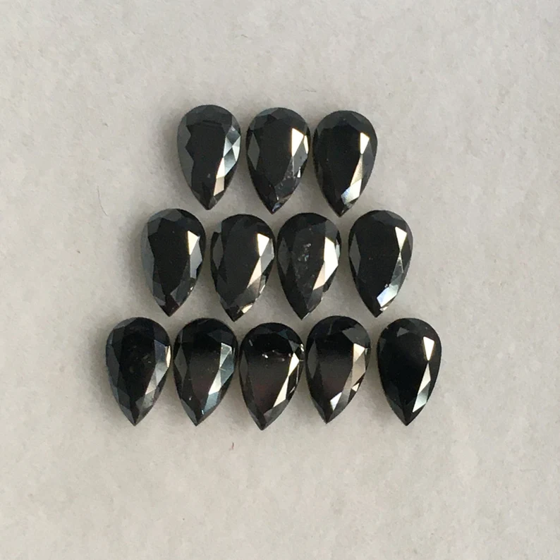 5 MM Pear Rose Cut Black Natural Loose Diamond