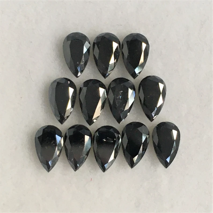 6 MM Pear Brilliant Cut Black Natural Loose Diamond