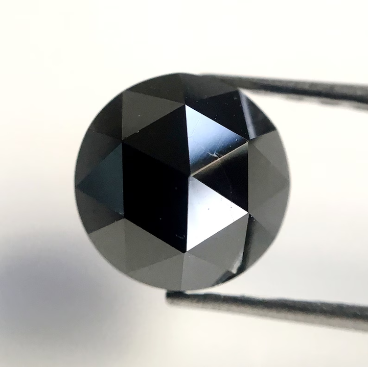 4.50 MM Round Rose Cut Black Natural Loose Diamond