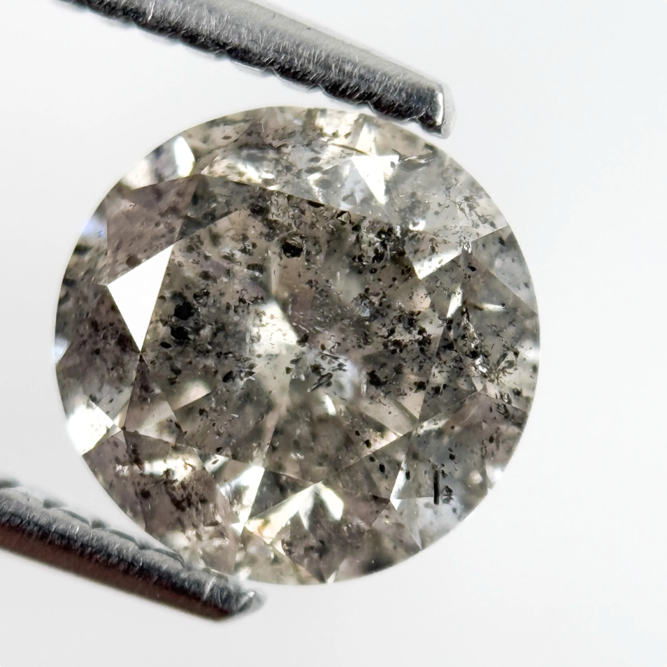 1.75 Ct Round Brilliant Cut Grey Natural Fancy Diamond