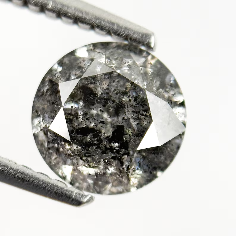 1.25 Ct Round Brilliant Cut Grey Natural Minimalist Diamond