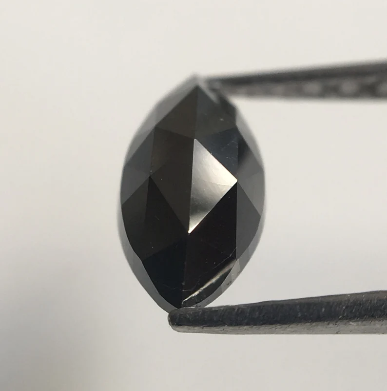 0.66 Ct Marquise Rose Cut, 8 MM Black Natural Loose Diamond