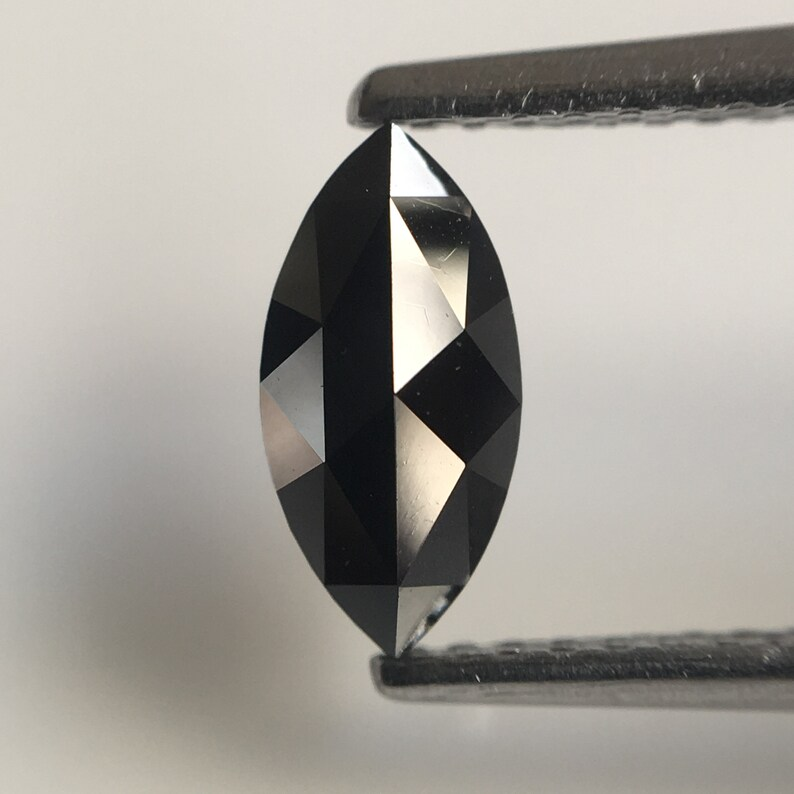 0.45 Ct Marquise Rose Cut Black Natural Loose Diamond, 8.11 MM Marquise Diamond