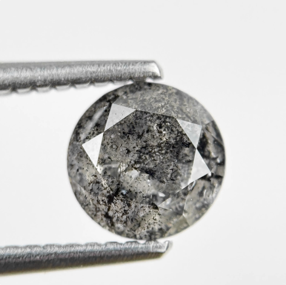 1.12 Ct Round Brilliant Cut Grey Natural Salt and Pepper Diamond