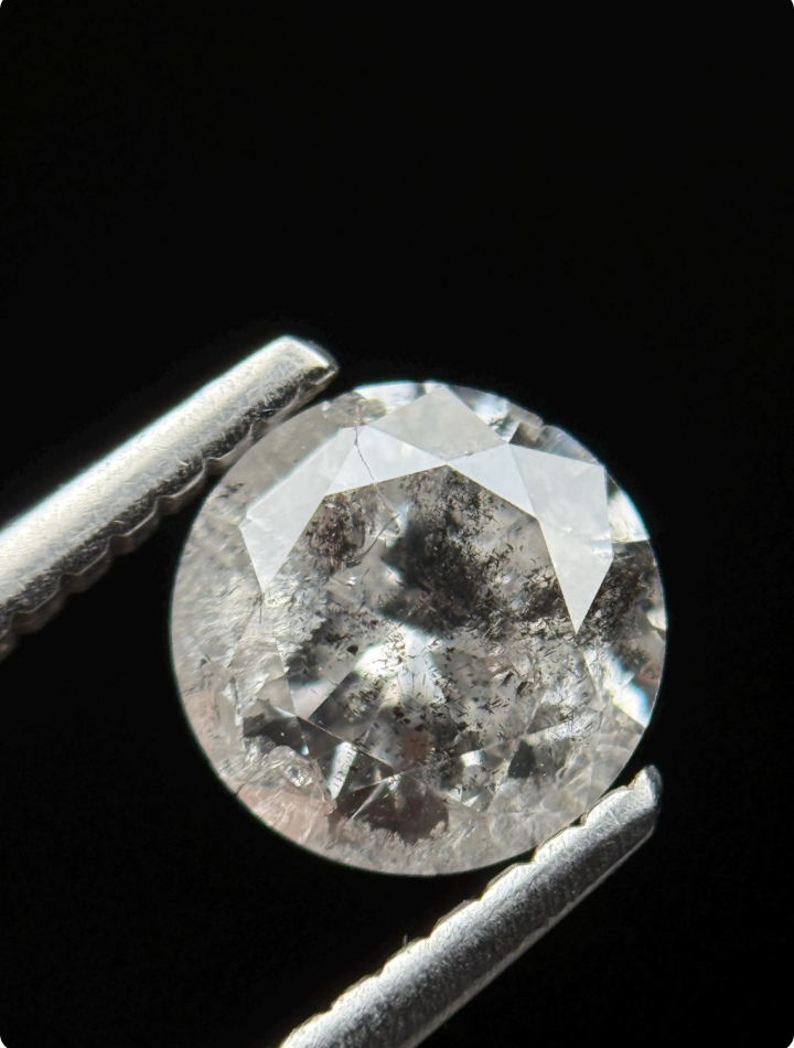 1.03 Ct Round Brilliant Cut Grey Natural Salt and Pepper Diamond
