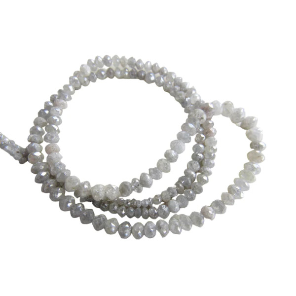 2-6 MM Beads Checker Gray & White Natural Loose Diamond