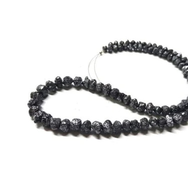 7 Inch Uncut Black Natural Loose Fancy Beads Diamond