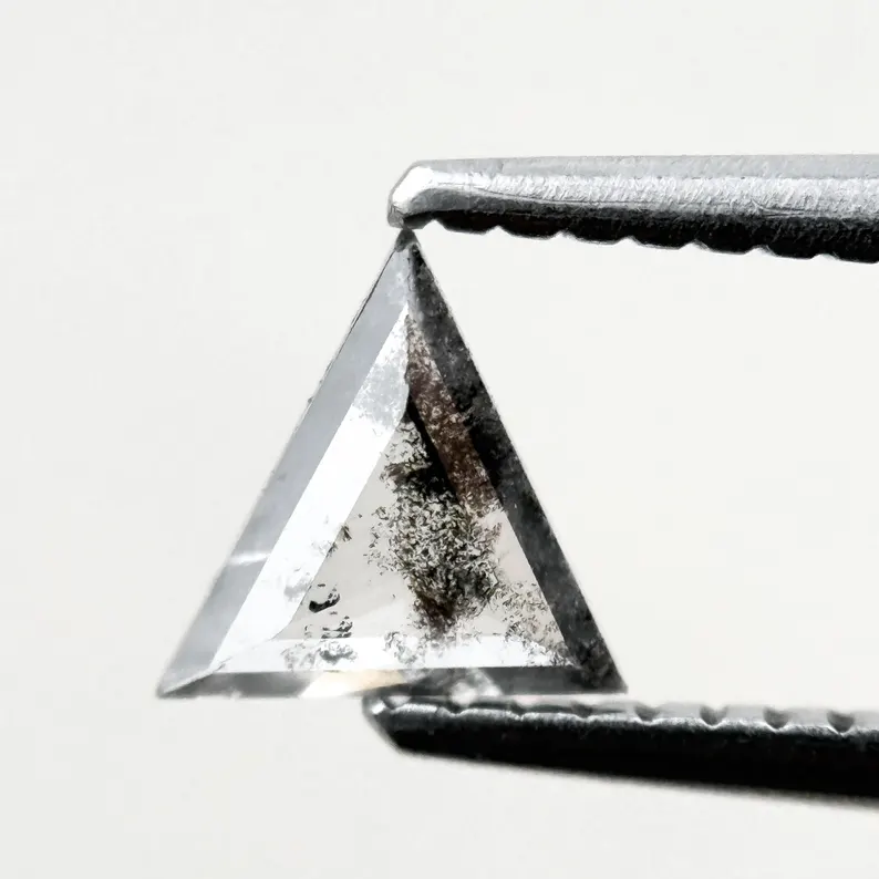 0.40 Ct Triangle Rose Cut Grey Natural Minimalist Diamond