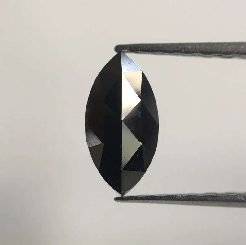 0.48 Ct Marquise Rose Cut, 8.10 MM Black Natural Loose Diamond