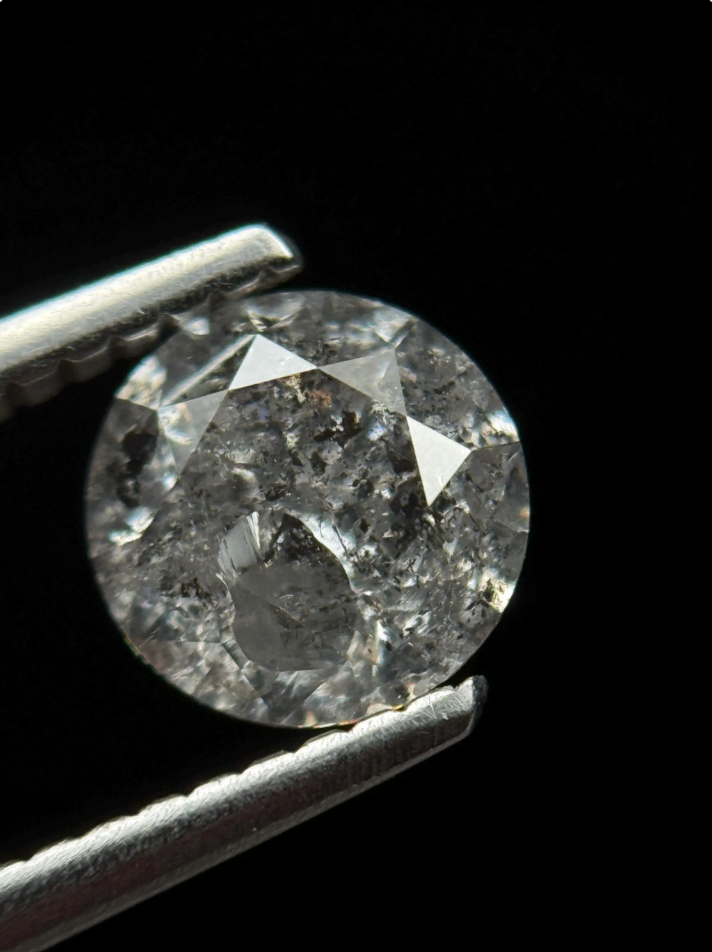 1.05 Ct Round Brilliant Cut Grey Natural Salt and Pepper Diamond