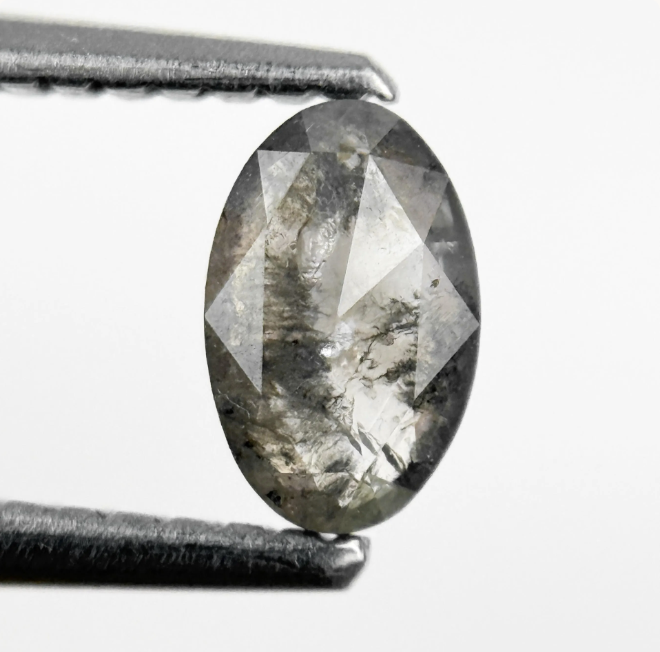 0.49 Ct Oval Rose Cut Grey Natural Fancy Diamond