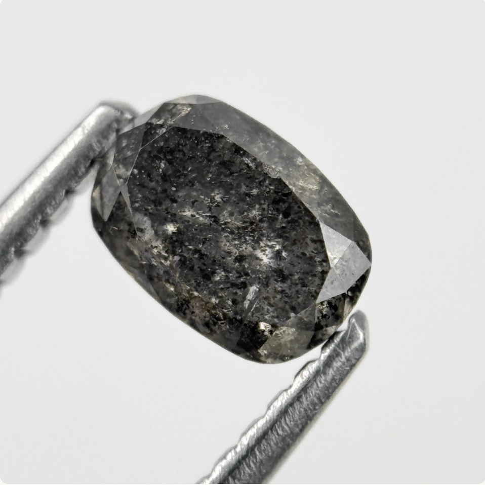0.65 Ct Oval Rose Cut Grey Natural Minimalist Diamond