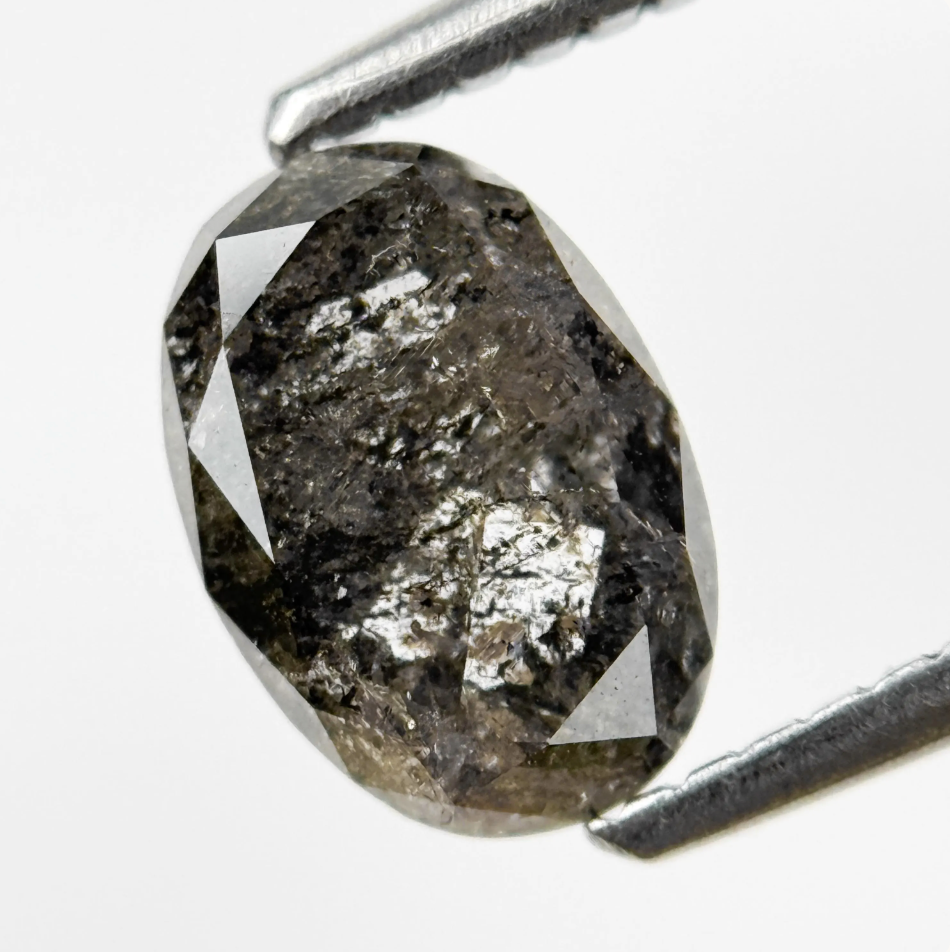 1.26 Ct Oval Rose Cut Grey Natural Fancy Diamond