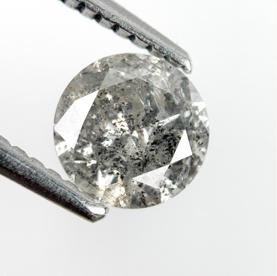 1.10 Ct Round Brilliant Cut Grey Natural Galaxy Diamond