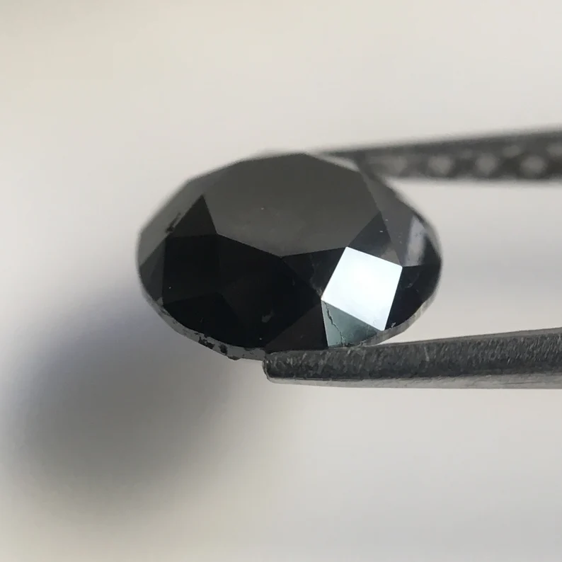 1.45 Ct Round Brilliant Cut Black Natural Loose Diamond, 6.69 MM Round Diamond