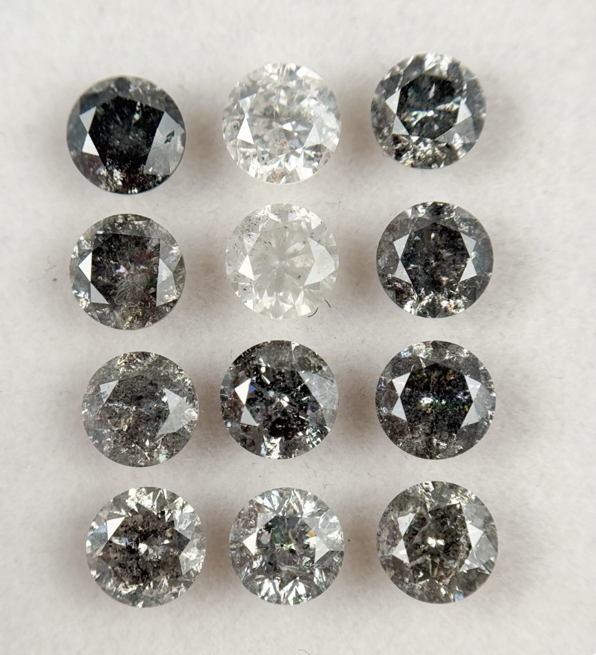 0.50 Ct Round Rose Cut Grey Natural Galaxy Diamond