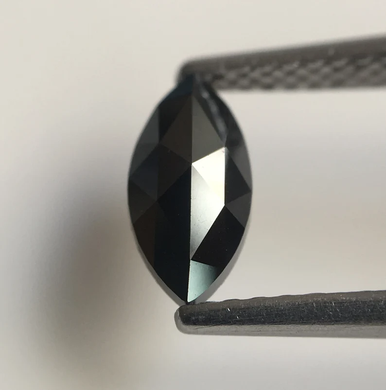 0.45 Ct Marquise Rose Cut Black Natural Loose Diamond, 8.11 MM Marquise Diamond