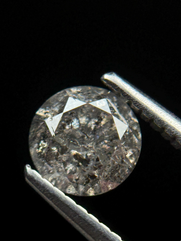 1.10 Ct Round Brilliant Cut Grey Natural Salt and Pepper Diamond