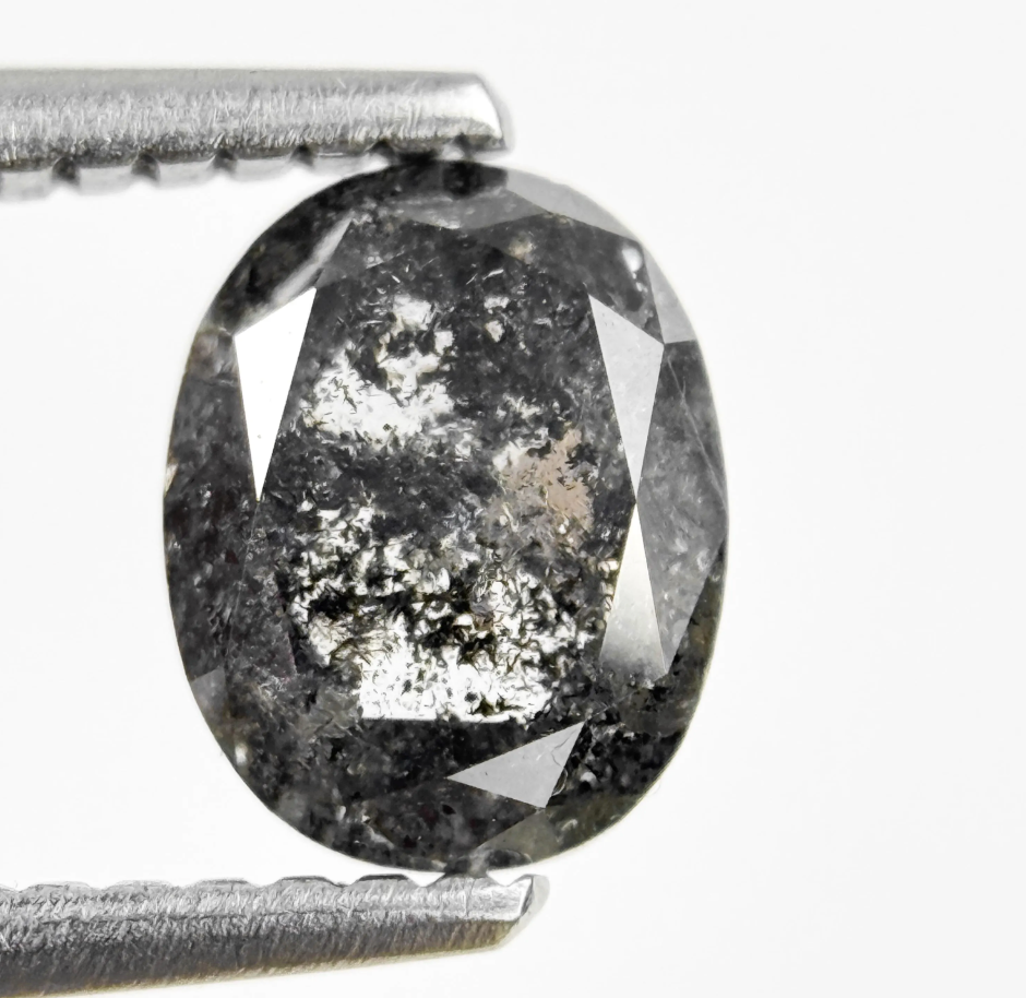 1.12 Ct Oval Rose Cut Grey Natural Galaxy Diamond