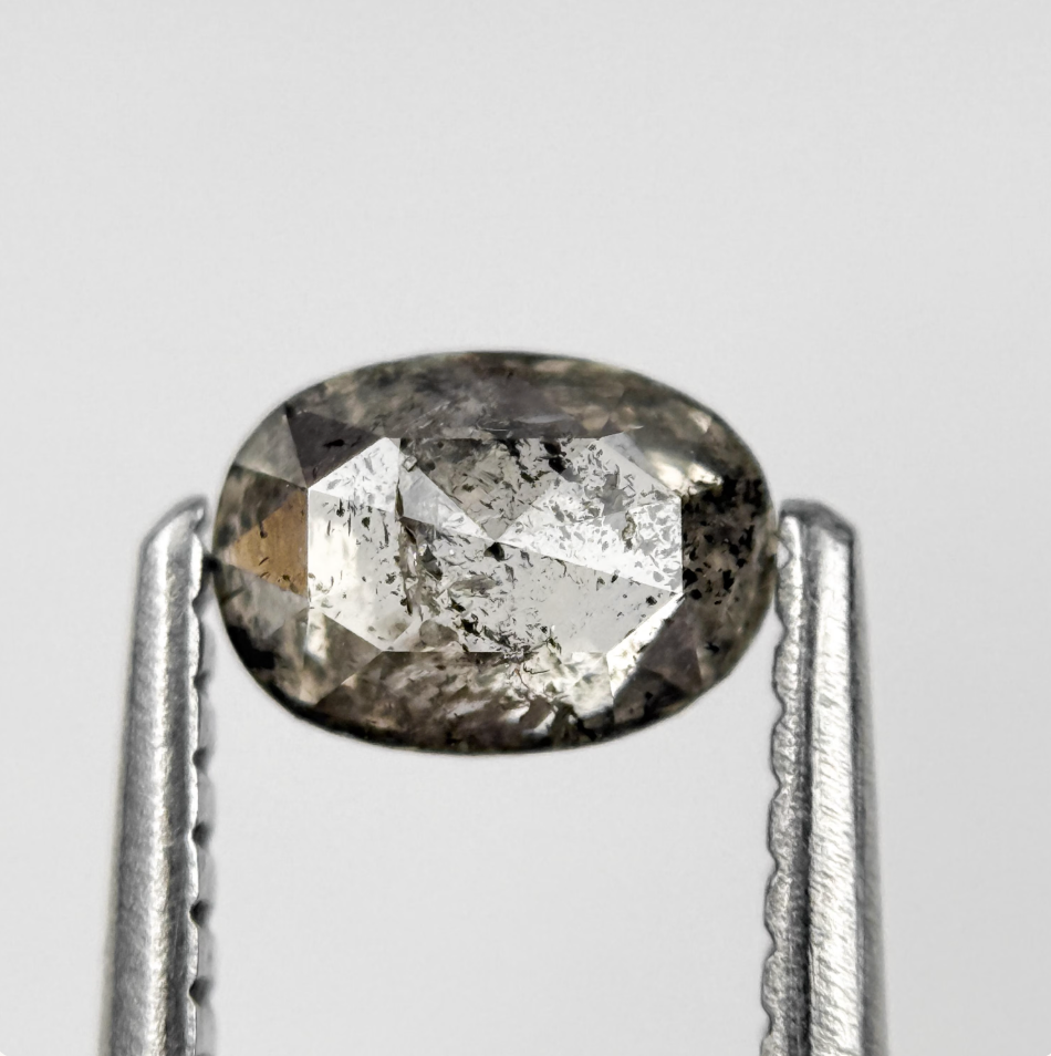 0.49 Ct Oval Rose Cut Grey Natural Minimal Diamond