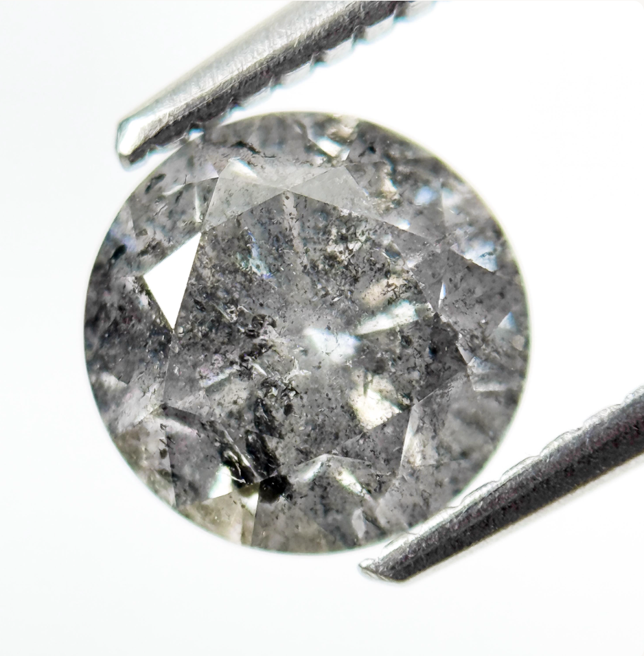 1.75 Ct Round Brilliant Cut Grey Natural Galaxy Diamond