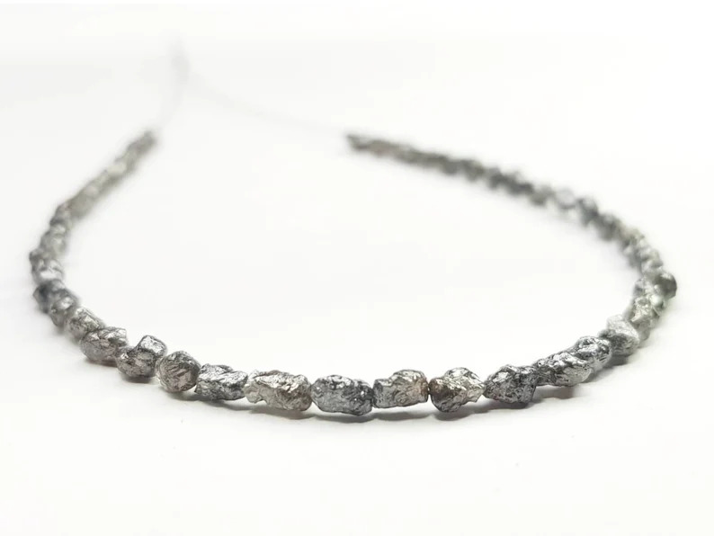 8.0 Ct Beads Checker Gray Natural Salt and Pepper Diamond