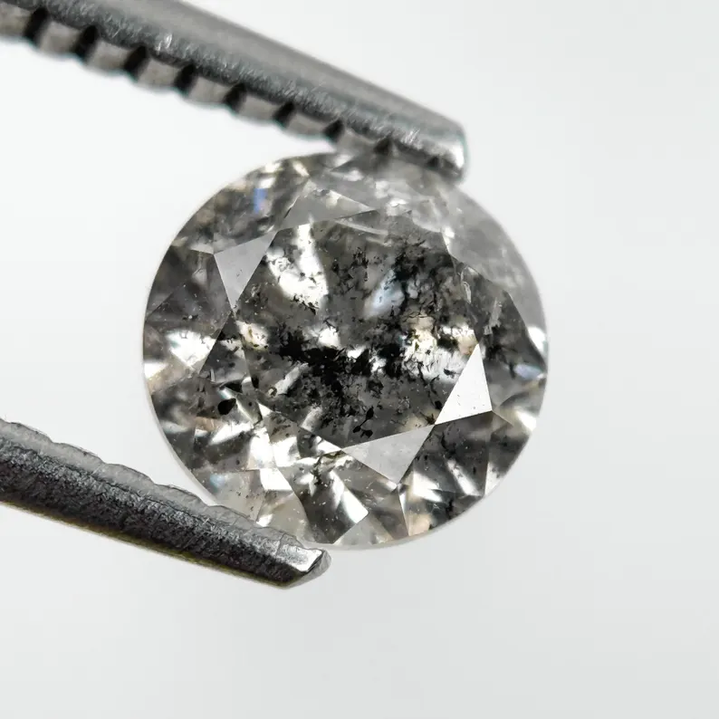 0.98 Ct Round Brilliant Cut Grey Natural Galaxy Diamond
