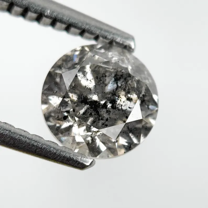 0.98 Ct Round Brilliant Cut Grey Natural Galaxy Diamond